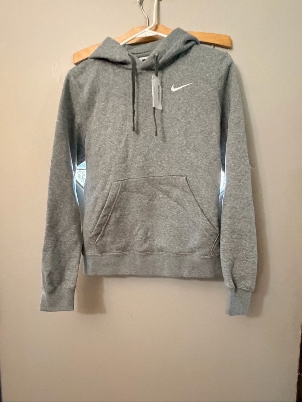 Nike Gray Hooded Zip Sweatshirt with White Swoosh